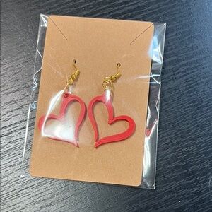 Elegant Red Heart Drop Earrings Gold Plated Hypoallergenic